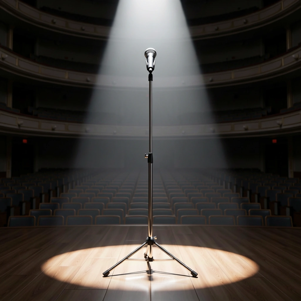 Micrófono en escenario vacío